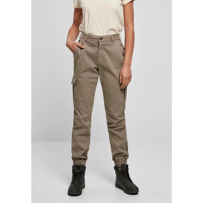 Urban Classics - High Waist Cargobroek - Taille, 33 inch - Beige