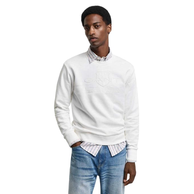 Gant T-shirt met tonaal logo voor heren (Crème)