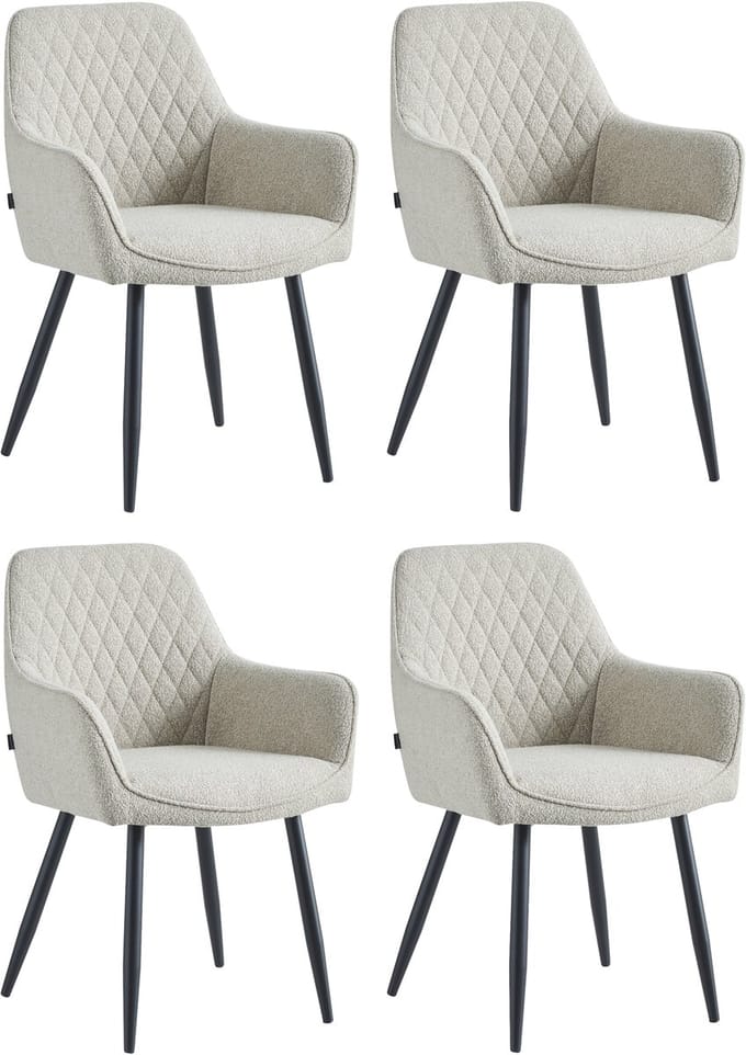Colenis® - Beverly Eetkamerstoel - Set Van 4 - Beige - Bouclé