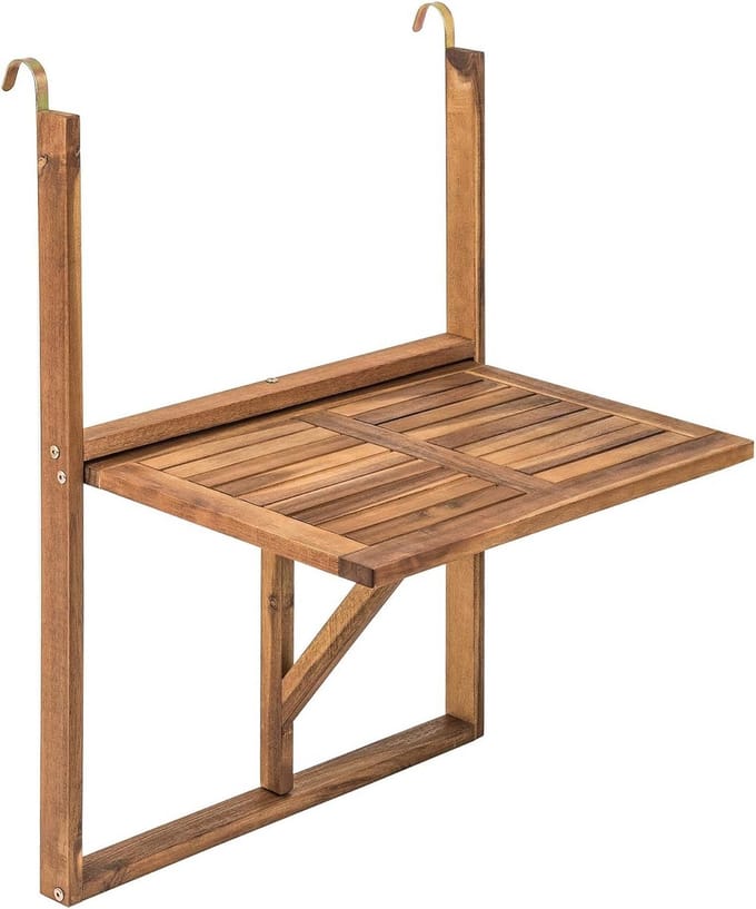 Inklapbare Acaciahouten Balkonhangtafel 60 x 40 cm - Ideaal voor Kleine Ruimtes