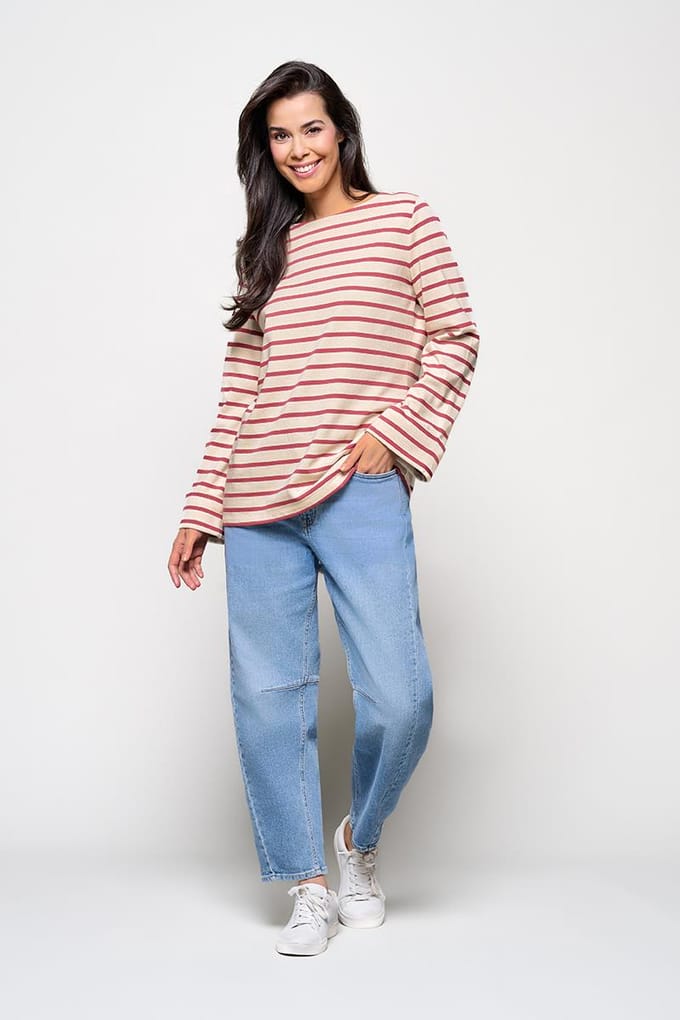 Caroline Tensen Chester Streep Top Ecru / Roze