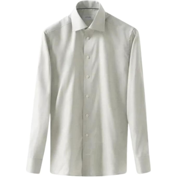 Eton Twill Lange Mouw Overhemden Beige 100012258