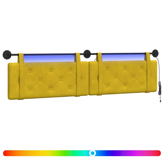 vidaXL - Hangend - hoofdbord - Met - LED-verlichting - Geel - Fluweel