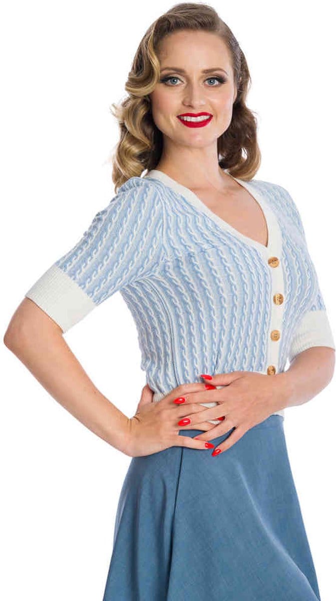 Banned - REGATTA RACE STRIPE KNIT Cardigan - M - Blauw