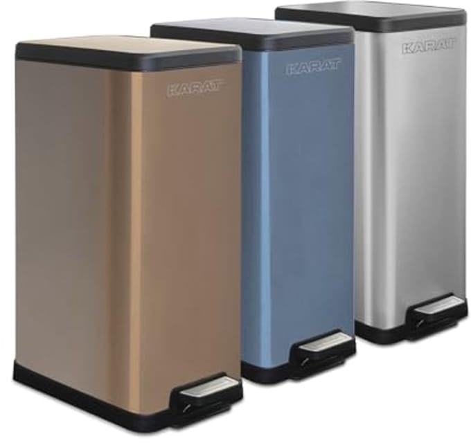 Stainless Steel Pedal Bin with Soft-Close Mechanism - 15 Litres Waste Bin for Kitchen and Bathroom