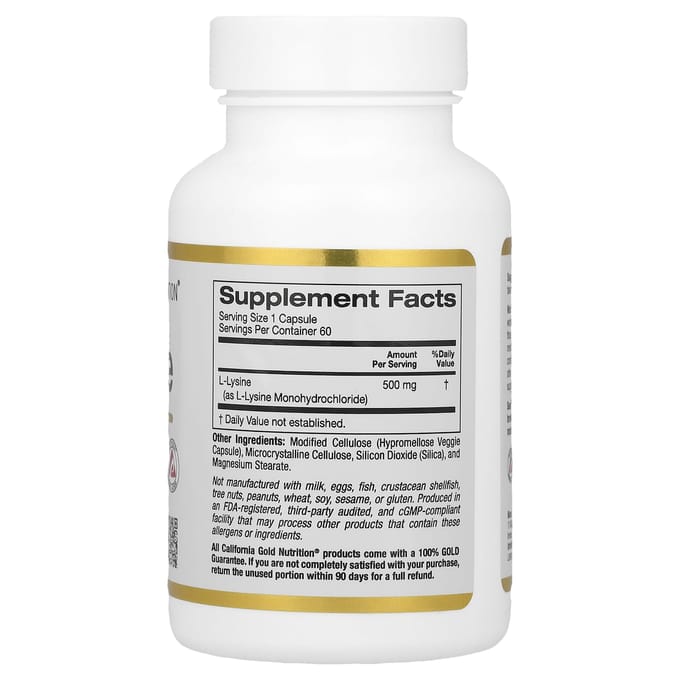 L-Lysine, 500 Mg, 60 Vegetarische Capsules