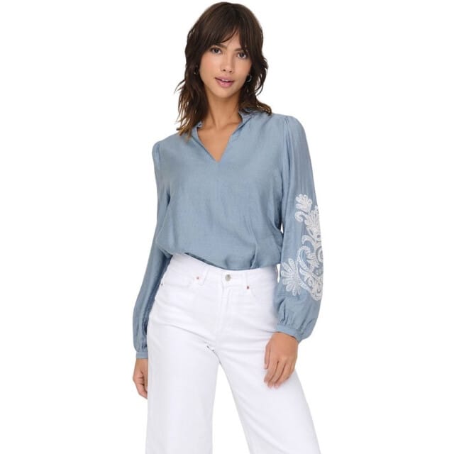 ONLY - ONLNEW MALOU L/S EMB TOP WVN CS Dames Top