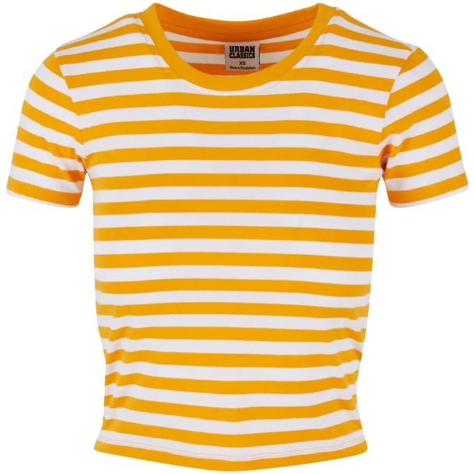Urban Classics - Short Striped Crop top - 4XL - Wit/Oranje