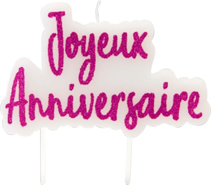 HOBI - Fuchsia glitter Joyeux Anniversaire kaars