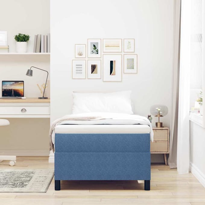 vidaXL - Platformbedframe - Blauw - 90 - x - 190 - cm - Corduroy - stof