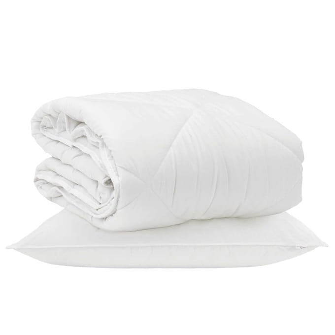 vidaXL - All-Season - Deken - met - kussen - 2 - st - Wit - Microvezel