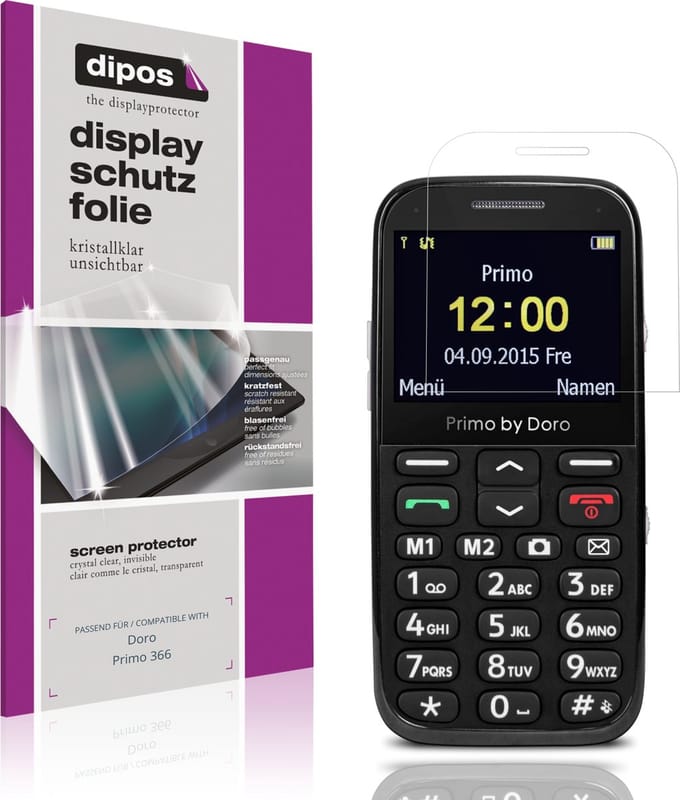 dipos – 4x Beschermfolie geschikt voor Doro Primo 366 | Krasbestendige & heldere Screenprotector Ultra-Thin