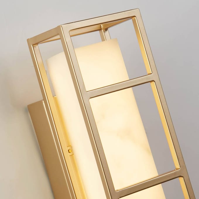 Searchlight Mirage LED wandlamp, hoogte 25 cm, goud, staal, IP44