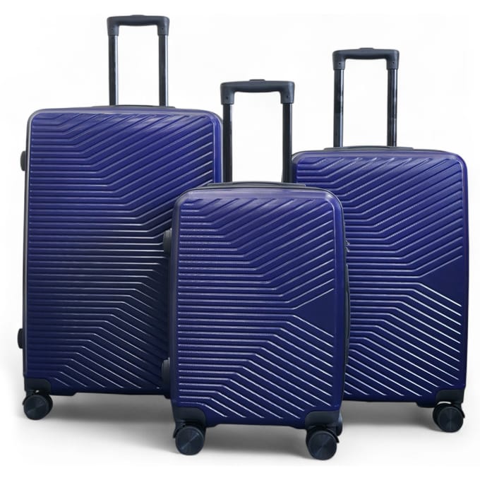 Harde, marineblauwe koffer, robuuste 8-wielige handbagagekoffer