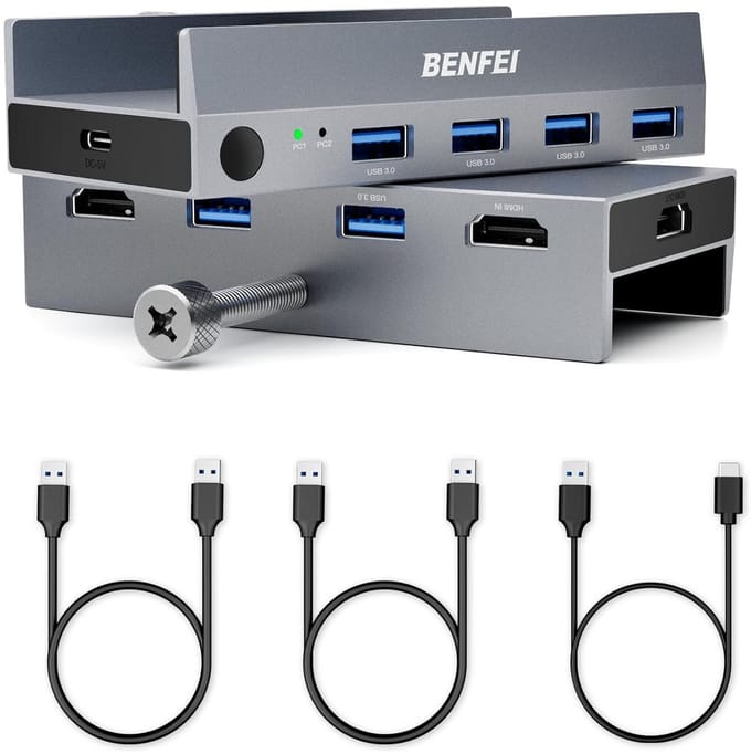KVM Switch USB 3.0 met 8K HDMI Ondersteuning voor 2 Computers en 4 USB-apparaten