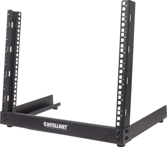 Intellinet 19 inch Open Frame Rack – 8U desktop rack – 2‑post – vrijstaand – staal – zwart