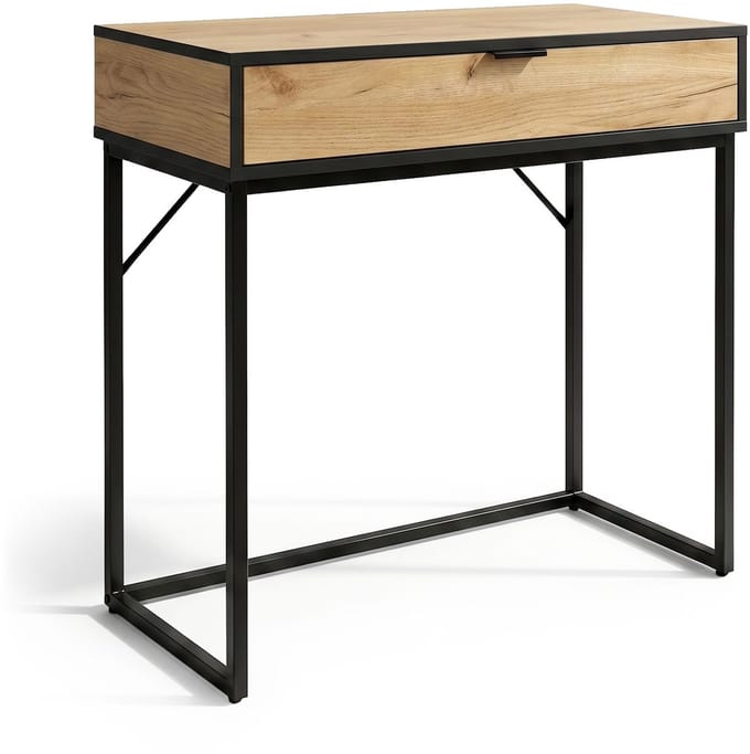 Consoletafel MODENA / Loftstijl / Industrieel / Haltafel / Sidetable met 1 Lade / 80x35x80 cm / Craft Eiken