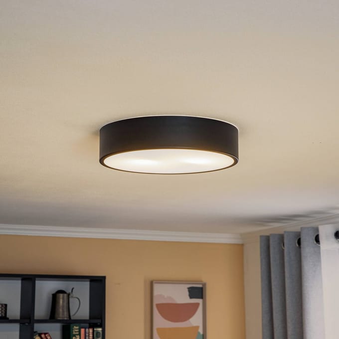Lamkur Kimban plafondlamp van metaal, Ø 36 cm, zwart
