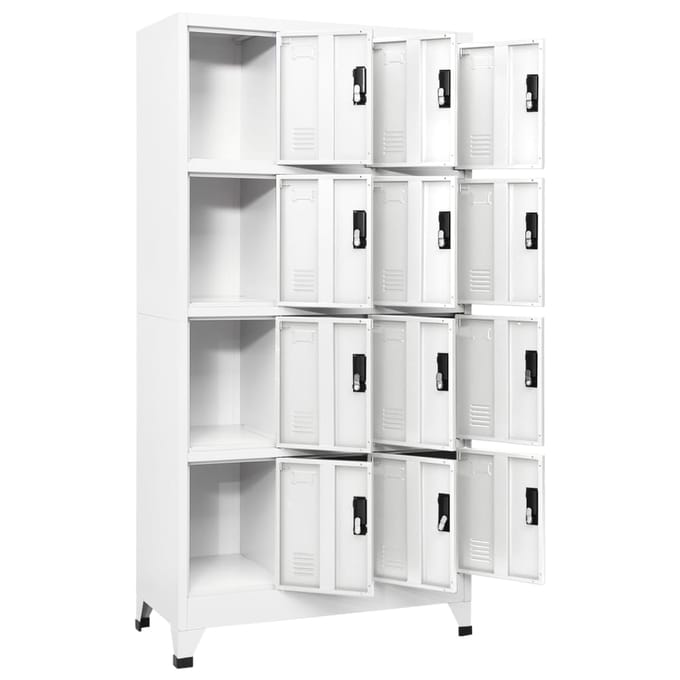 vidaXL - Lockerkast - 90x45x180 - cm - staal - wit