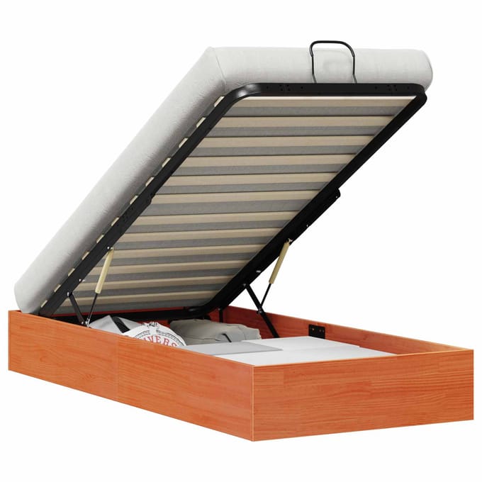 vidaXL - Ottoman - bedframe - met - opbergruimte - Waskleur - Bruin - 90 - x - 190 - cm