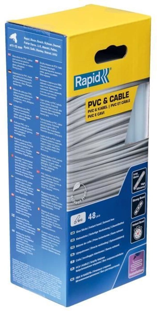Lijmpatronen - Rapid - 12 mm - 48 patronen - PVC - Hars - Binnen