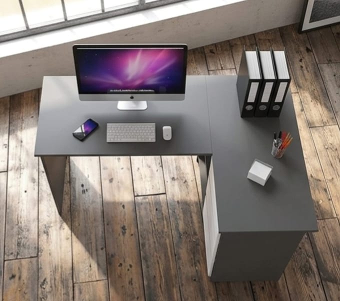 Hoekbureau L-vorm 124x77x48 cm Grijs/Wit - 124x77x48 cm - Wit - Medahomestore