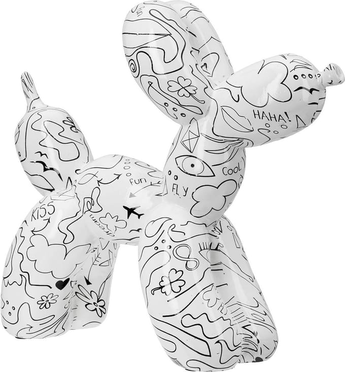 Gilde Handwerk - Beeld - Ballon Hond - Modern Art - Polyresin - 7x20x18 cm - Wit