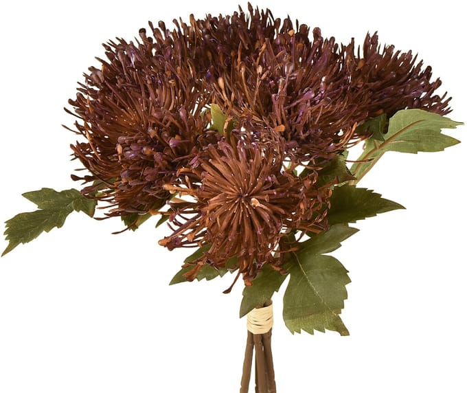 Protea kunstspeldenkussen Leucospermum paars 30cm 6 stuks, 6 Stück