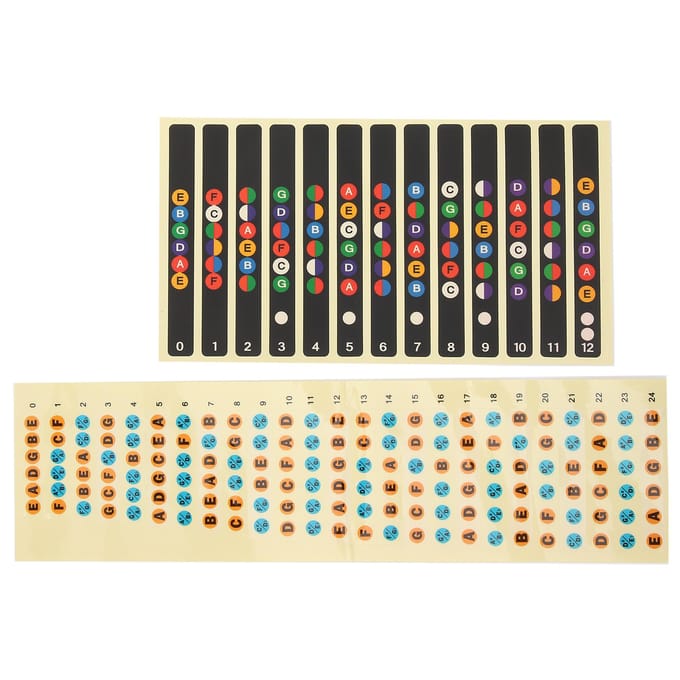 2 Pièces Autocollant Note de Guitare Étiquette d'Identification d'Échelle de Touche Décalcomanie Musicale pour Débutant(Coloré beige