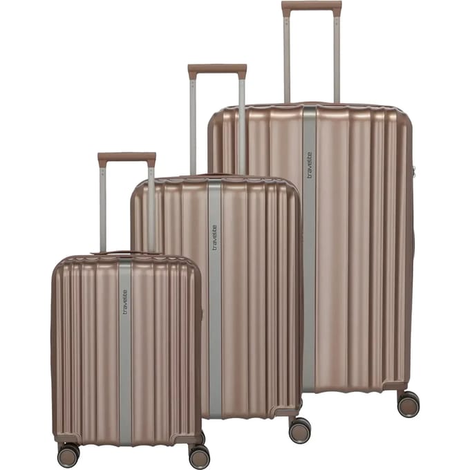 travelite Paros 4W Trolley L / M / S Cappuccino Lichtbruin 76cm