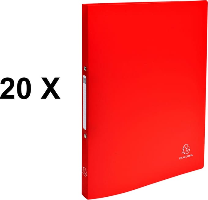 20 x Ringmap Exacompta A4 2-rings O-mech 15mm PP rood