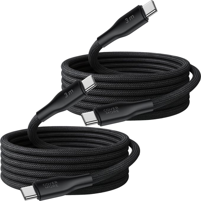Usb C kabel - Usb C naar usb C - Oplaadkabel - 2 stuks - Lange levensduur - Stevig - 3 meter - Lang - Zwart