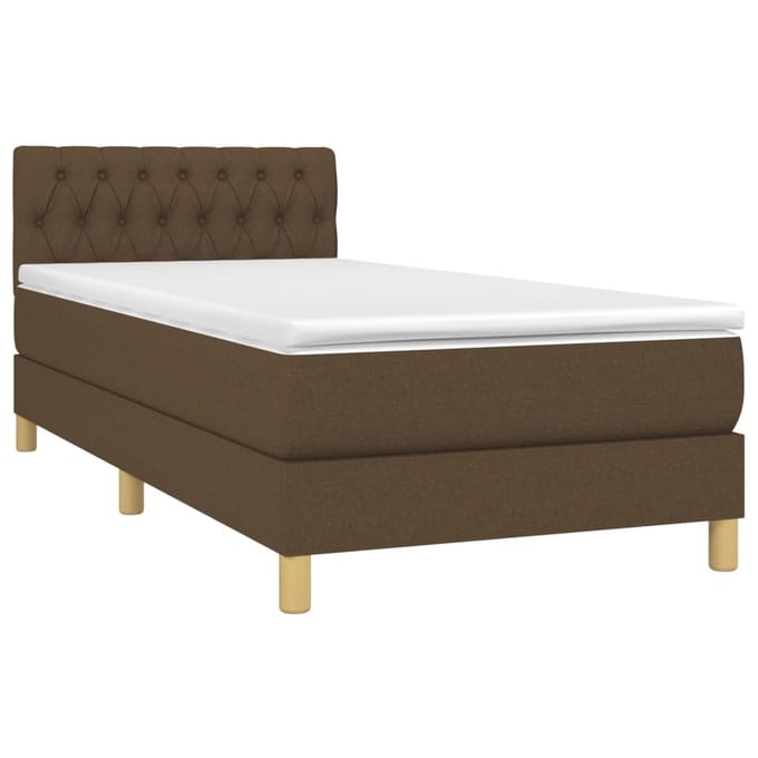 vidaXL - Boxspring - met - matras - en - LED - stof - donkerbruin - 80x200 - cm