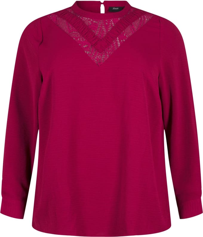ZIZZI VKAMMA, L/S, BLOUSE Dames Blouse - Bordeaux - Maat M (46-48)