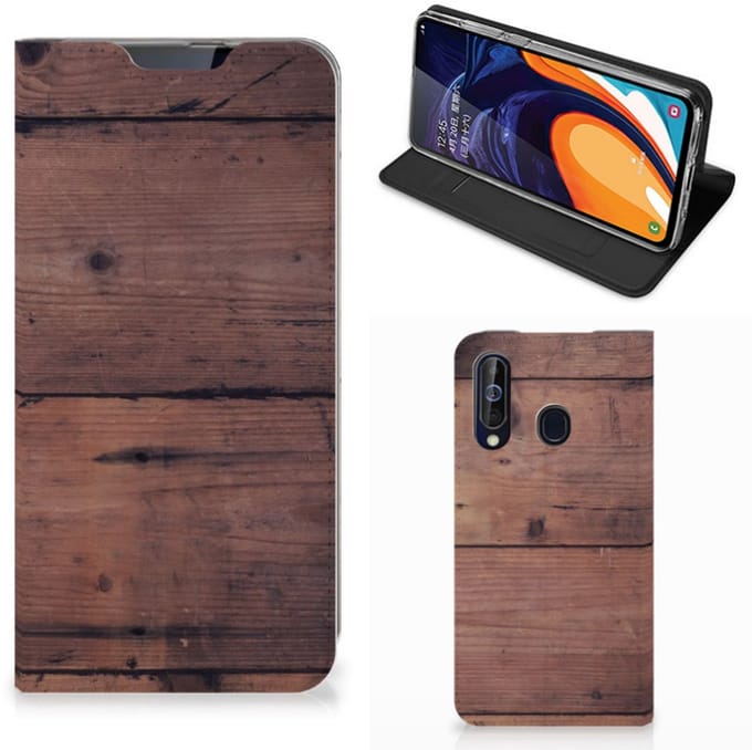 Samsung Galaxy A60 Book Wallet Case Old Wood