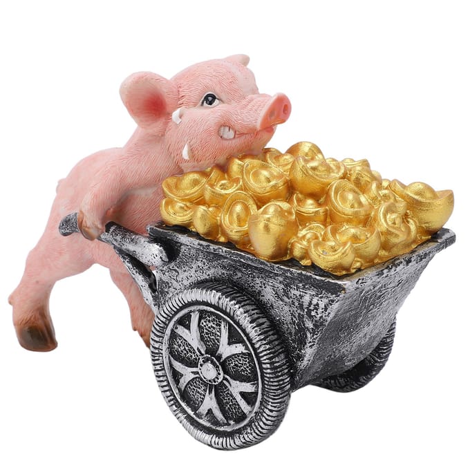 Statue Cochon Chanceux Apparence Vive Détails Réalistes Ornement Statue Cochon en Résine Polyvalente pour beige