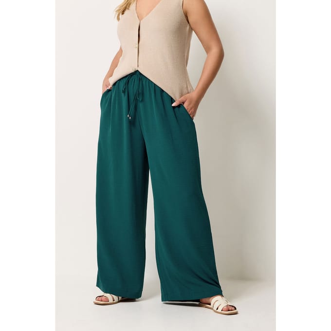 Yours Blauwgroene Gewassen Twill Broek Size Regular > 50-52