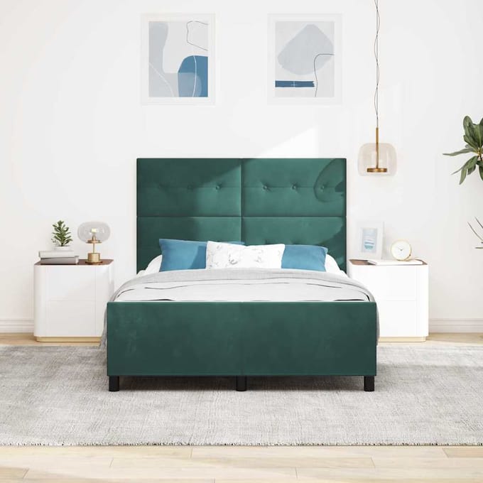 vidaXL - Boxspring - bed - met - hoofdeinde - Donkergroen - 140 - x - 200 - cm - Fluweel