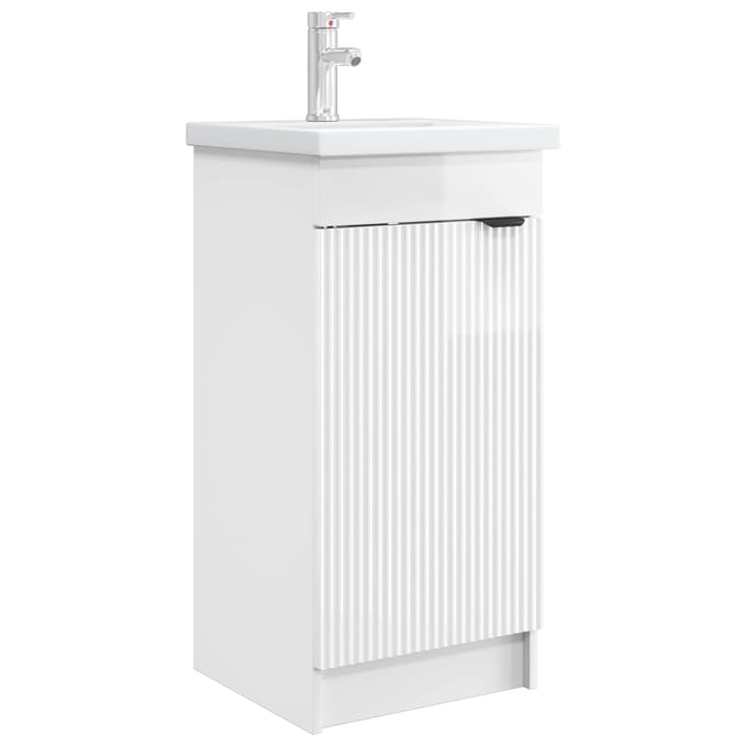 vidaXL - Badkamer - Vanity - met - Wastafel - Hoogglans - Wit - 42 - x - 40 - x - 84,5 - cm