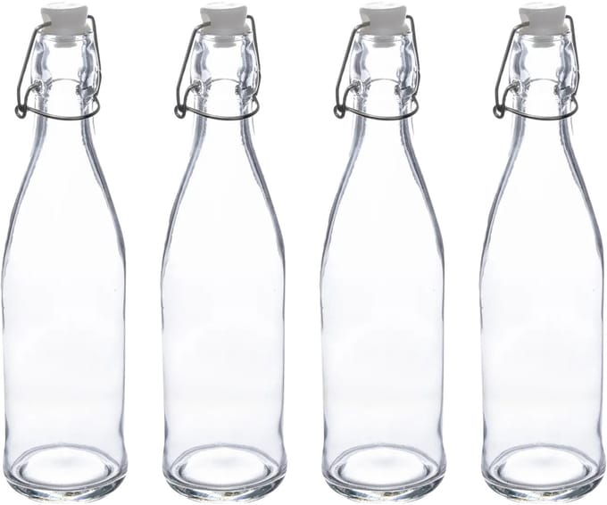 5Five Beugelfles/weckfles - 4x - glas - transparant - luchtdicht - 0.5 liter - waterfles - limonade