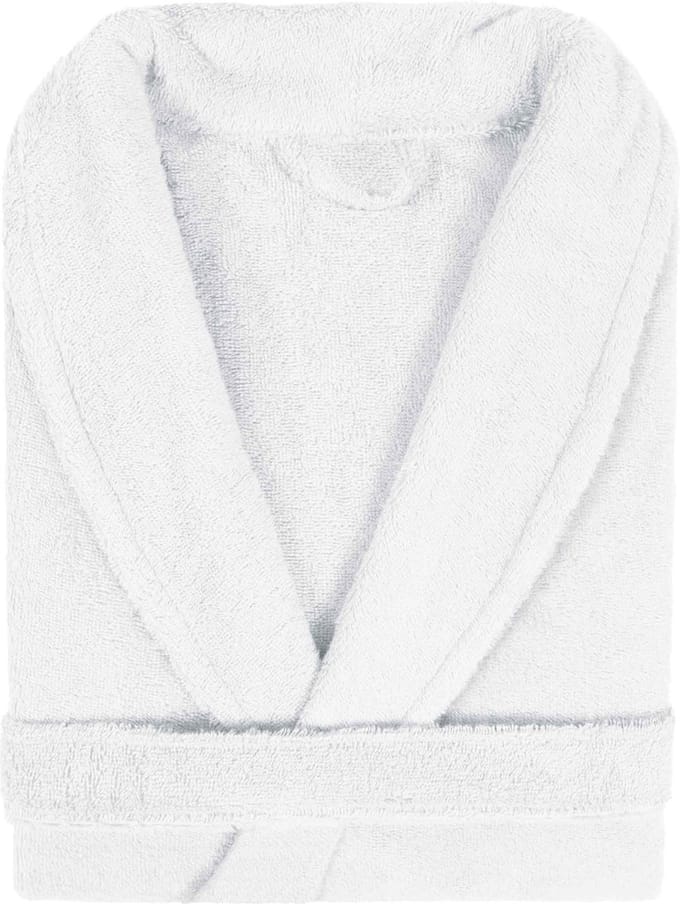 Badjas Badstof Uni Pure Royal met Shawlkraag Wit Maat S