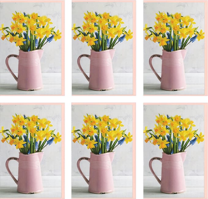 MGPcards - 6x dubbele wenskaart met envelop - Blanco - Bloemen - 11,5 x 17 cm