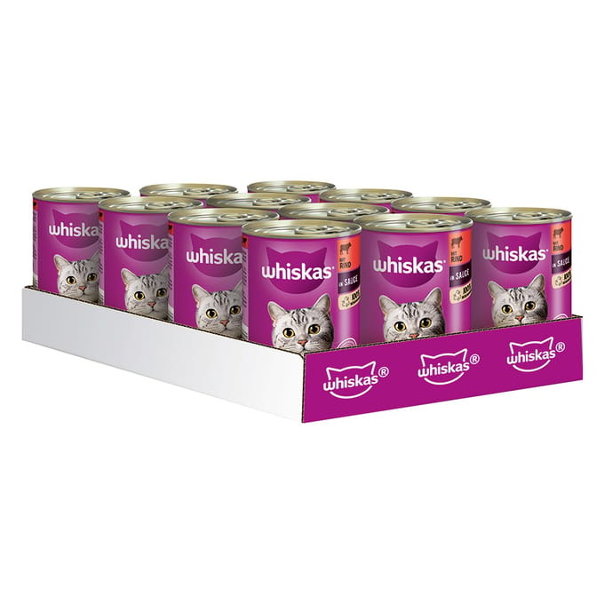12x400g 1+ Rund & Lever in Saus Whiskas Kattenvoer