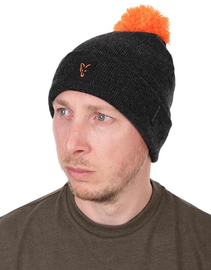 Fox Collection Bobble Hat - Kleur : Black-Orange