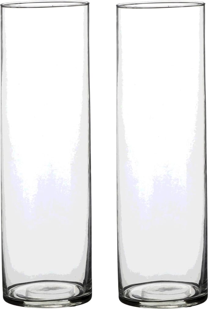 Mica Decorations Vaas - 2x - cilinder - helder glas - D9 x H30 cm - Bloemenvaas