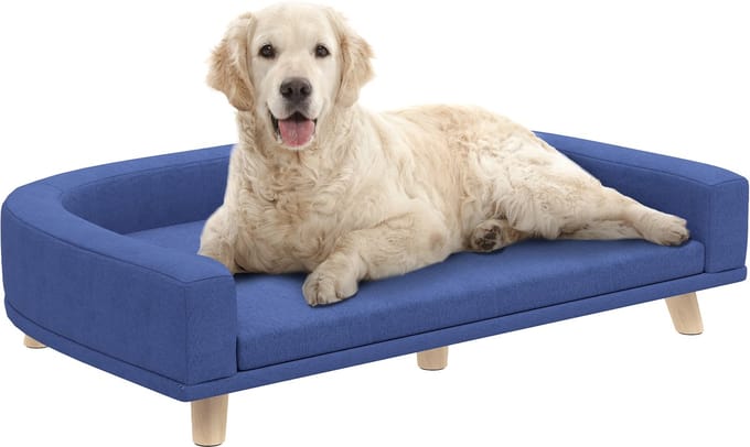 Pawhut Pet Sofa-Polyester, Grenenhout-98L x 67B x 25H cm-Blauw