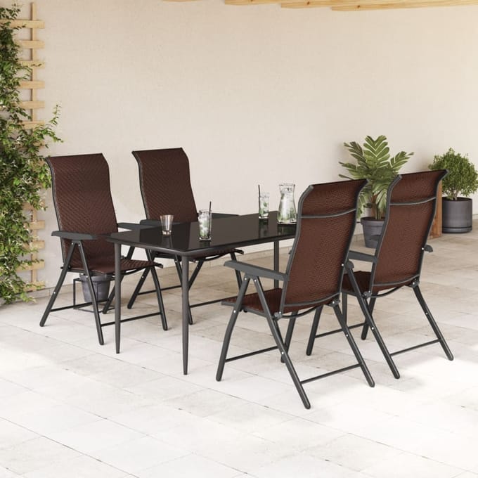 vidaXL - Opklapbare - stoelen, - 4 - stuks, - bruin - polyrotan