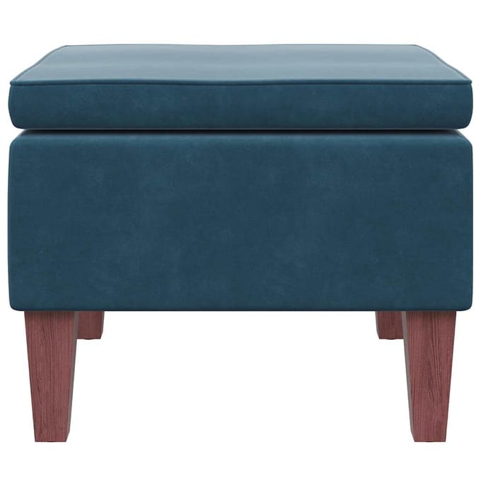 vidaXL - Kruk - met - houten - poten - fluweel - blauw