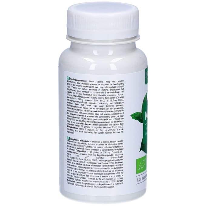 Purasana Matcha 280 mg Biologisch - 100 vegacapsules