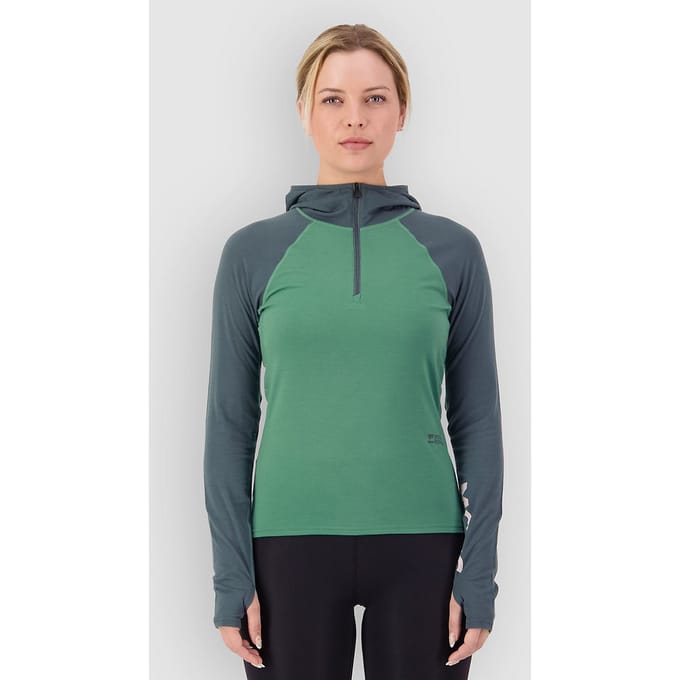 Mons Royale Bella Merino Hood Base Layer Top blauw